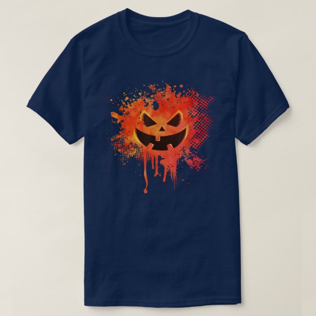 T-shirt Costume d'Halloween cassé Citrouille Splatter drôl (Design devant)