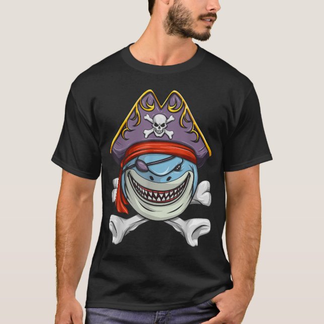 T-shirt Costume d'Halloween Pirate Shark Cross Bones (Devant)