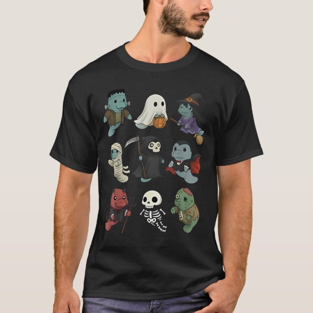 T-shirt Costume d'Halloween Zombie sorcière Manatee mignon (Devant)