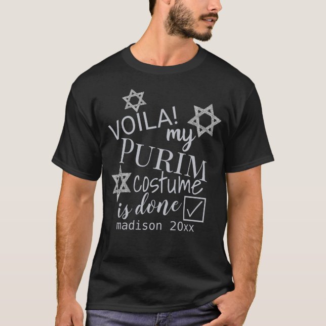 T-shirt Costume drôle nommé argenté de Magen David Purim (Devant)