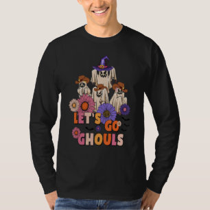 T-shirt Costume Fleur Retro Fantôme Groovy Let's Go Ghouls