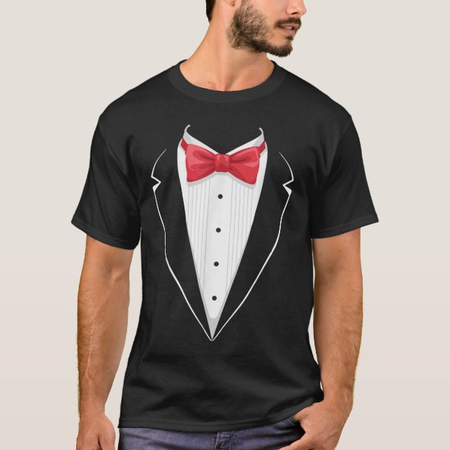 T-shirt Costume Formal Party Funny Bow Tie Tuxedo (Devant)