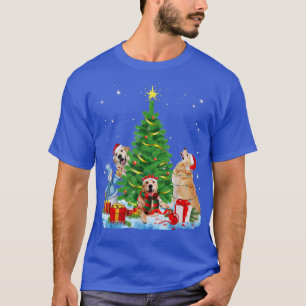 T-shirt Costume Golden Retriever Père Noël Lights Casquett