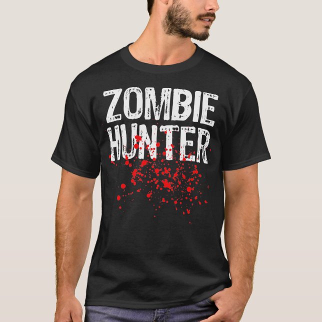 T-shirt Costume Halloween Chasseur Zombie Lazy Facile (Devant)