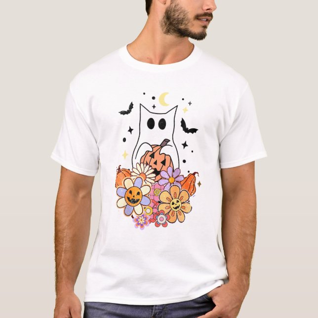 T-shirt Costume Halloween Chat Fantôme (Devant)