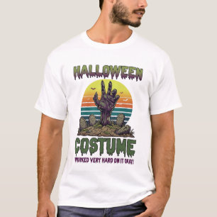T-shirt Costume Halloween Main de Zombie Cimetière Pierres