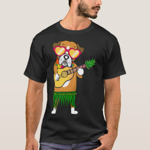 T-shirt Costume hawaïen de chien de boxe jouant Ukulele ét