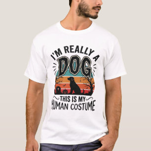 T-shirt Costume Humain Chien Drôle Halloween Vintage Dessi