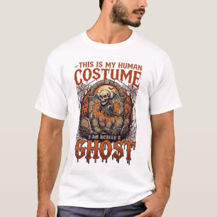 T-shirt Costume Humain Fantôme Squelette Cimetière Lune Ha