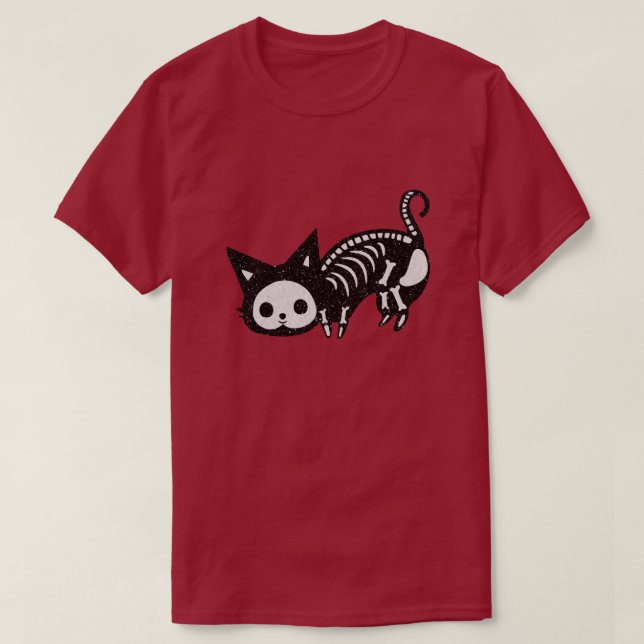 T-shirt Costume squelette Kitty Halloween Parties scintill (Design devant)