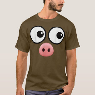 T-shirt Costume Visage Cochon Drôle Simple Lazy Halloween 