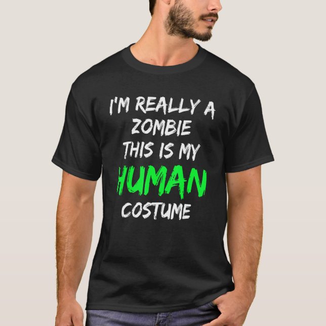 T-shirt Costume Zombie C'est mon costume humain Je suis vr (Devant)