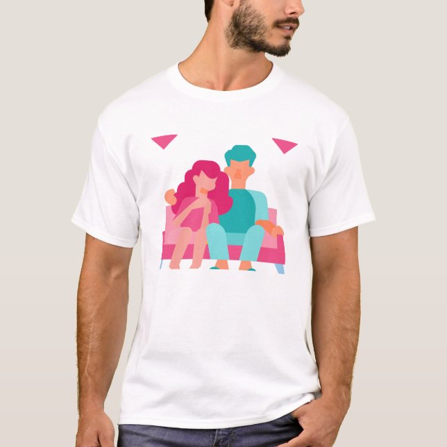 T-shirt Cosy couple amoureux amoureux ensemble (Devant)