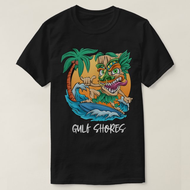 T-shirt Côte du Golfe Alabama Palm Tree Plage de surf Vaca (Design devant)