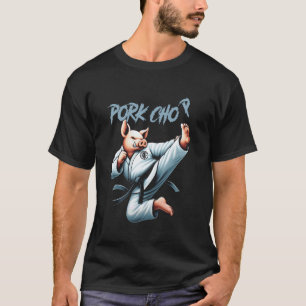 T-shirt Côtelette de porc karaté classique porc drôle art 