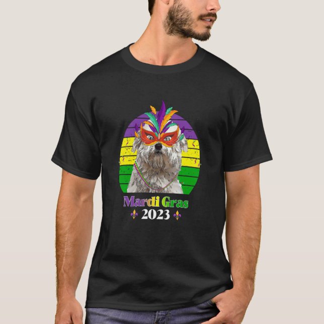T-shirt Coton de Tulear Party Dog Mardi Gras 2023 (Devant)