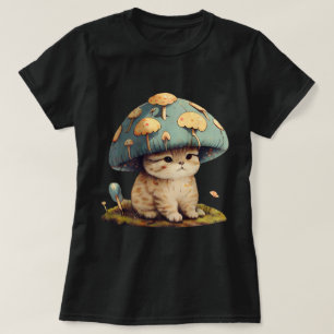 T-shirt Cottagecore Chat Champignons Casquette esthétique 