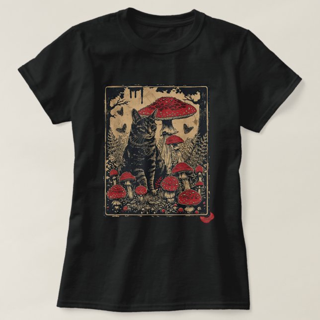 T-shirt Cottagecore Chat esthétique Toadstool Champignon (Design devant)