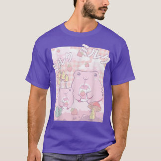 T-shirt Cottagecore esthétique Kawaii Frog Lait fraise