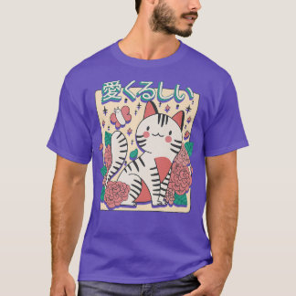 T-shirt Cottagecore Fleur de chats esthétique Kawaii 