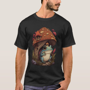 T-shirt Cottagecore Fleur sauvage Frog Mushroom House Aest