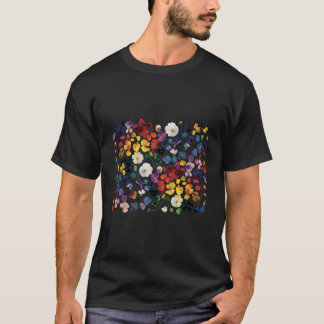 T-shirt Cottagecore Fleurs Pressées Arc-en-ciel