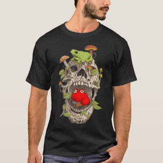 T-shirt Cottagecore Frog Skull Mushroom Collector Aestheti