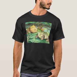 T-shirt Cottagecore Grenouille Lotus Pond Aquarelle Grenou