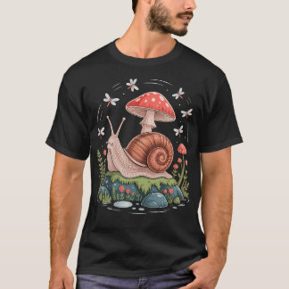 T-shirt Cottagecore Snail And Mushroom Calm Forest Nature 