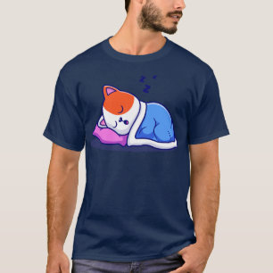 T-shirt Couchage Chat Avec Coussin Et Carton Vêtu