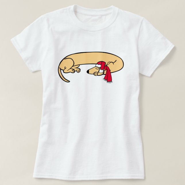 T-shirt couché Dachshund de Noël (Design devant)