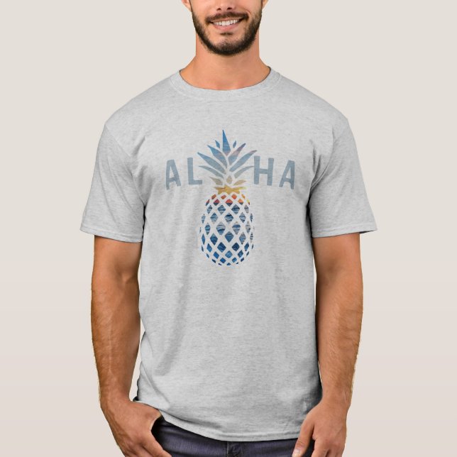 T-shirt Coucher de soleil à l'ananas et vagues de l'océan  (Devant)