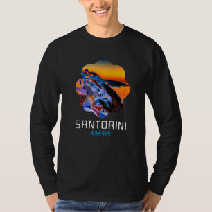 T-shirt Coucher de soleil à Santorin Grèce Peinture  