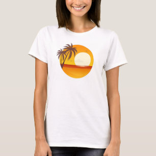 T-shirt Coucher de soleil avec Tee - shirt Palm Tree