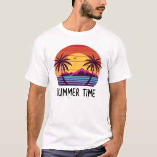T-shirt Coucher de soleil avec vecteur de palmiers
