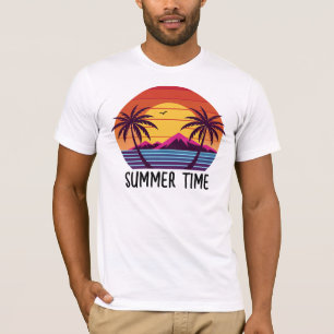 T-shirt Coucher de soleil avec vecteur de palmiers