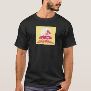 T-shirt Coucher de soleil californien Rétro Flamant rose v
