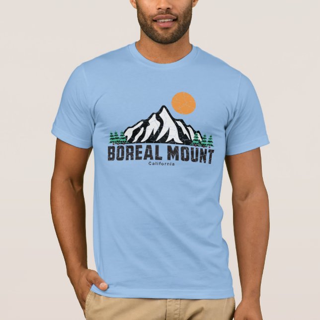 T-shirt Coucher de soleil de la montagne boréale rétro (Devant)