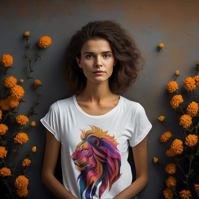 T-shirt Coucher de soleil de lion Art numérique moderne mu (Créateur téléchargé)