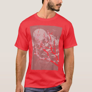 T-shirt Coucher de soleil de montagne Fleur rose Japon Sak