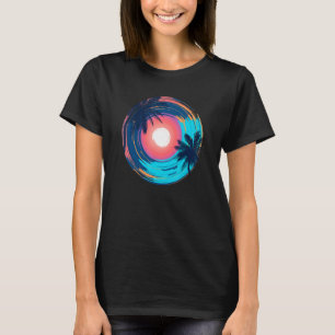 T-shirt Coucher De Soleil De Plage cool Avec Palmiers Et S