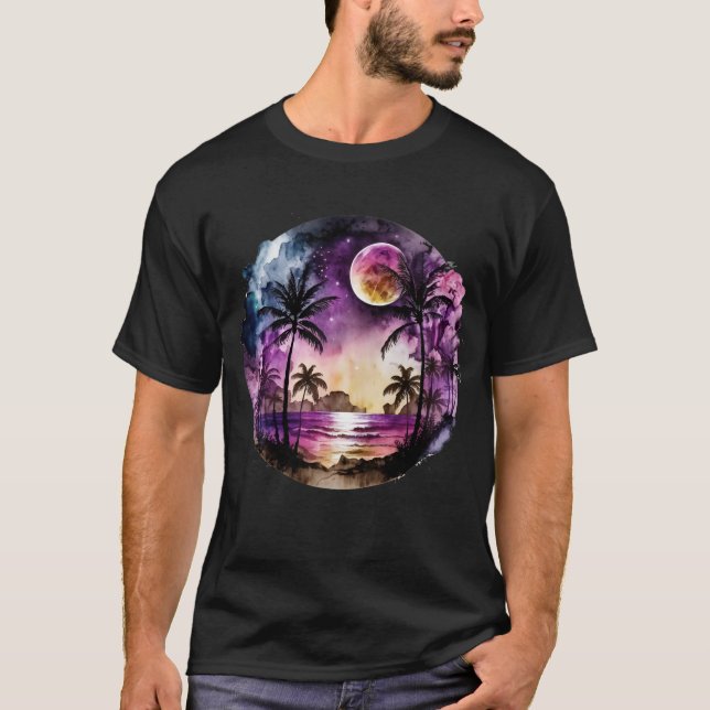 T-shirt Coucher de soleil de plage tropical (Devant)