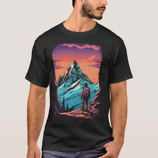 T-shirt Coucher de soleil de Randonnée de montagne (Devant)
