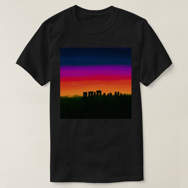 T-shirt Coucher de soleil de Stonehenge (Design devant)