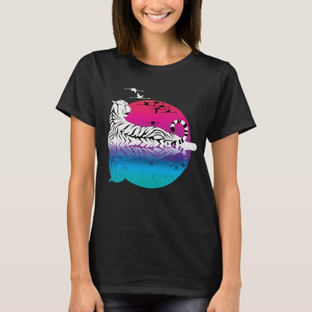 T-shirt Coucher de soleil de tigre blanc (Devant)