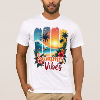 T-shirt Coucher de soleil des Vibes d'été tropicales - Scè