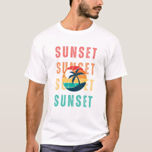 T-shirt Coucher de soleil d'été rouge jaune illustré