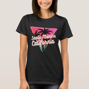 T-shirt Coucher de soleil néon rétro Palmiers Santa Monica