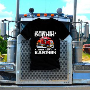 T-shirt Coucher de soleil pour camion semi-rouge rétro - G