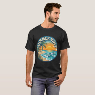 T-shirt coucher de soleil rétro ambiance estivale 